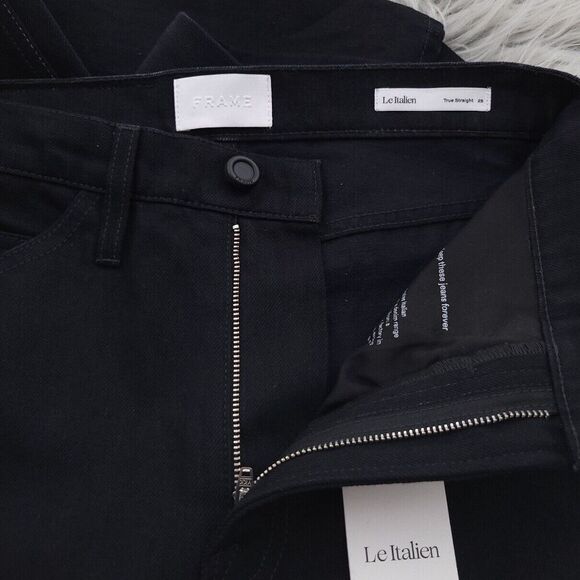 Frame Le Italien True Straight Black Noir Jeans Womens Size 25 - Picture 6 of 11